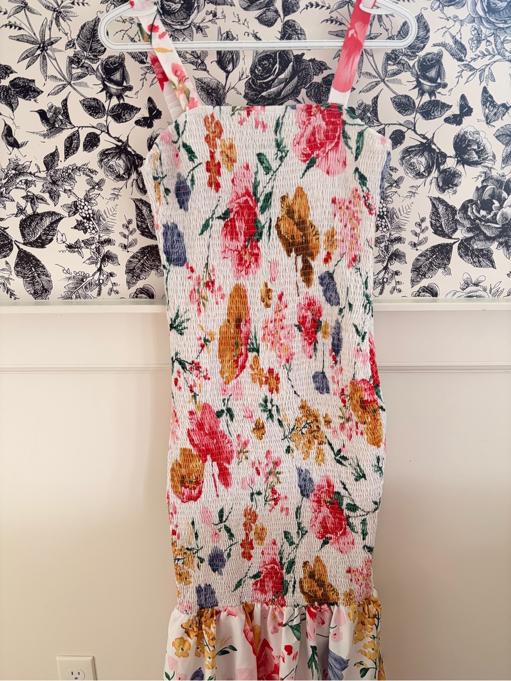 Prettygarden Floral Smocked Midi Dress with Ruffle Hem